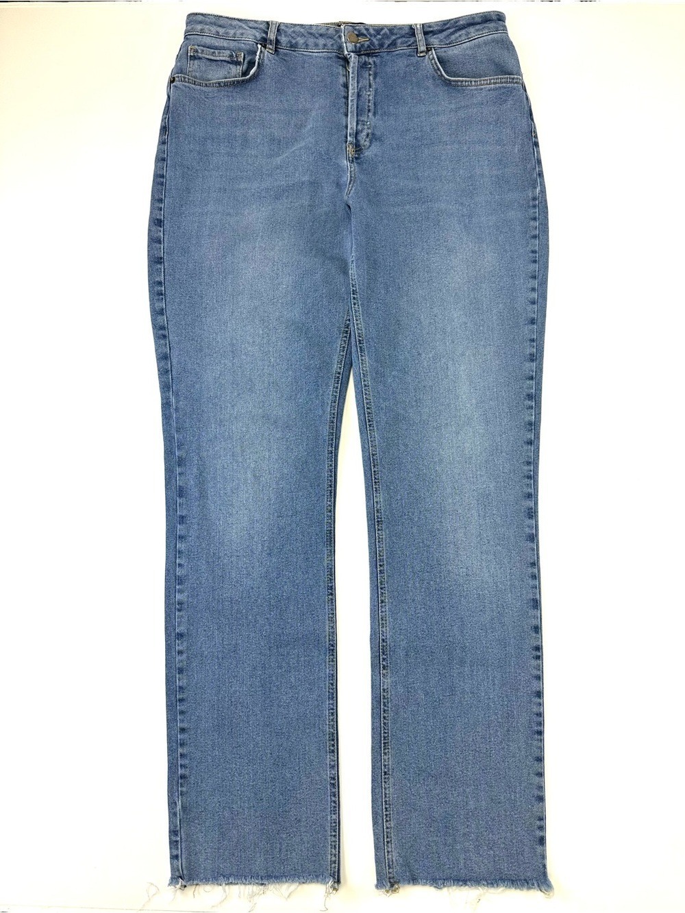 Long Tall Sally Button Fly Jeans Size 14 Tall Straight Leg Denim Inseam 32in